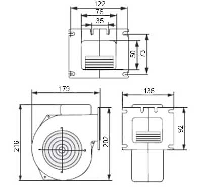 Габаритные размеры нагнетательного вентилятора