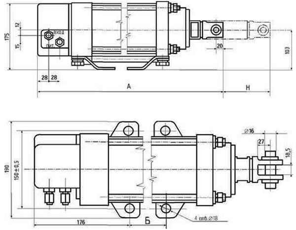 Рис.1. Чертеж МИП-ПТ-320 механизма исполнительного